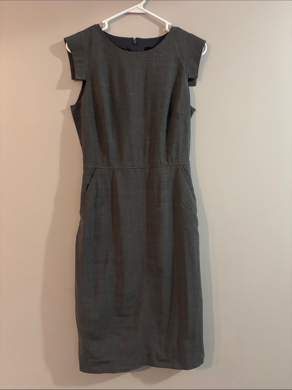 J. Crew Gray Cap-Sleeve Sheath Dress